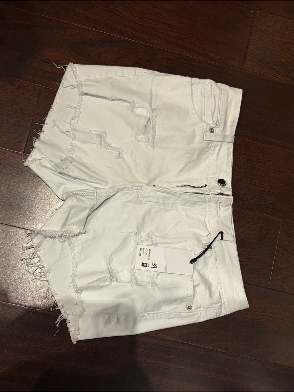 White Distressed Frayed Hem Women’s Denim Shorts